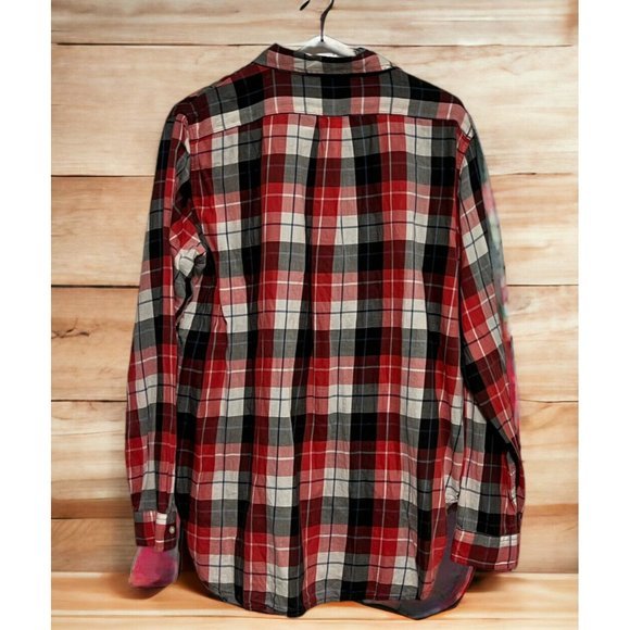 Ralph Lauren Shirt‎ Women’s Large Red & Black Boyfriend Button Down Blouse - Picture 2 of 4